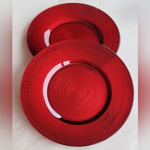 ❤️SET OF 4❤️🆕️Turkish Glassware 6.5" Ruby Red Sparkle Dinnerware Plates